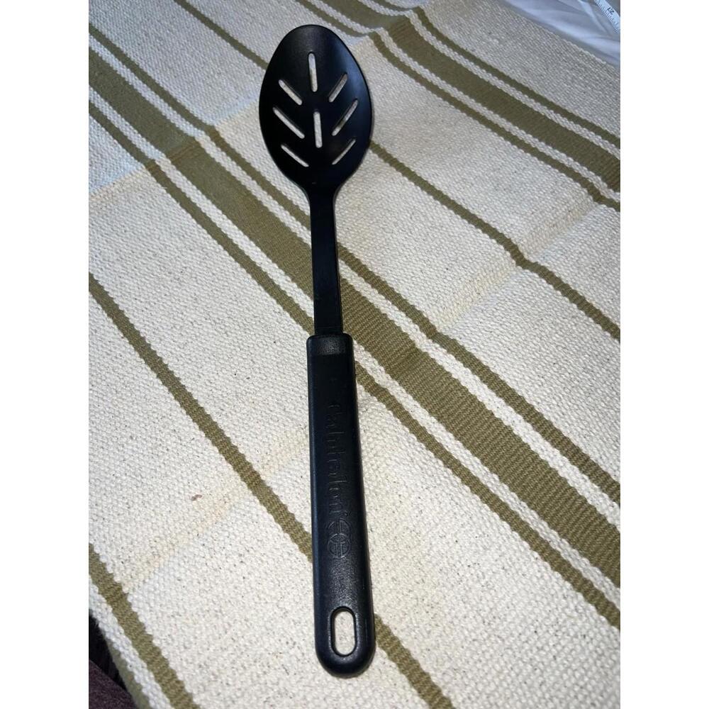 Calphalon Slotted Serving Spoon 8 Slots Nylon Silicone Black 14"‎ Made In USA